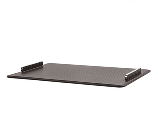 aluminium rectangular tray pinetti elegant calf leather serving tray chrome frame close-up
