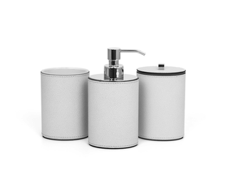 oval waterproof leather soap dispenser elegant bathroom close-up