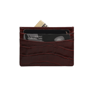 burgundy card holder haven italian leather wallet crocodile pattern slim design set view