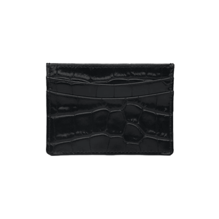 Burgundy Card Holder - Italian Leather Wallet With Crocodile Pattern & Slim Design