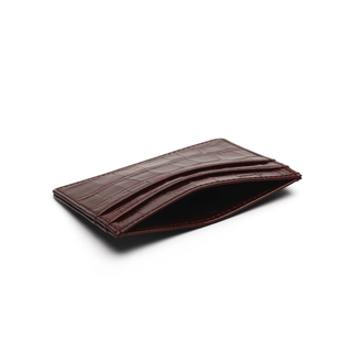 burgundy card holder haven italian leather wallet crocodile pattern slim design detail