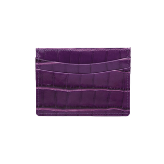 Burgundy Card Holder - Italian Leather Wallet With Crocodile Pattern & Slim Design