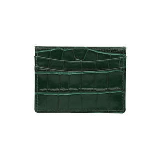 italian leather card holder haven dark magenta crocodile pattern luxury wallet studio view