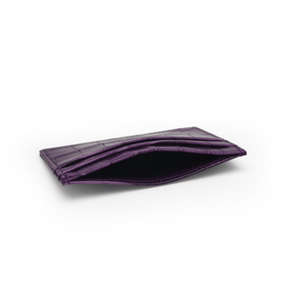 italian leather card holder haven dark magenta crocodile pattern luxury wallet detail