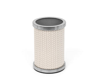 elegant brass leather designer toothbrush holder bathroom accessory close-up