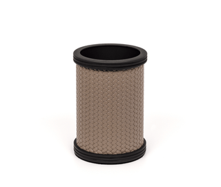 elegant brass leather designer toothbrush holder bathroom accessory front view
