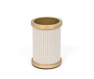 elegant brass leather designer toothbrush holder bathroom accessory side view
