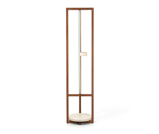 elena valet stand designer walnut wood with mirror tray bedroom side view
