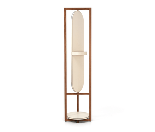 elena valet stand designer walnut wood with mirror tray bedroom detail