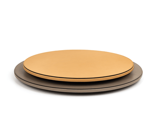 leather lazy susan pinetti revolving serving tray elegant calf leather centerpiece close-up