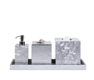 luxury resin square bathroom set soap dispenser toothbrush holder front view