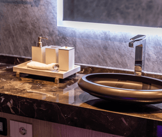 square waterproof leather bathroom set soap dispenser toothbrush holder set view