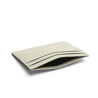 leather card holder haven minimalist ivory compact epsom pattern wallet side view