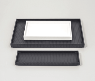 Tudor waterproof leather modern serving tray chrome finish side view
