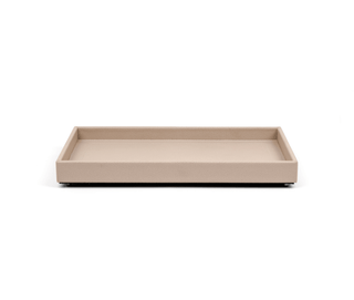 Tudor waterproof leather modern serving tray chrome finish close-up