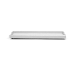 Tudor waterproof leather modern serving tray chrome finish front view