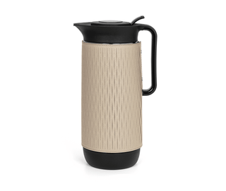 thermal carafe modern coffee pot removable leather cover glass interior close-up