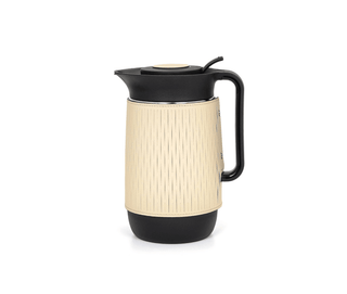 thermal carafe modern coffee pot removable leather cover glass interior front view