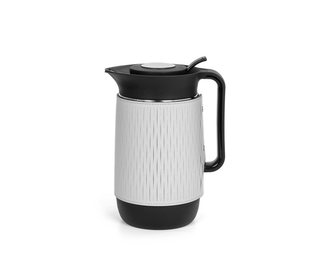 thermal carafe modern coffee pot removable leather cover glass interior side view
