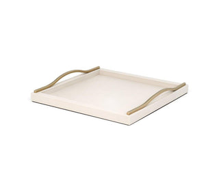 calfskin leather tray pinetti rectangular serving tray wavy metal handles front view