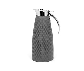 thermal carafe stainless steel insulated beverage laser cut leather design side view