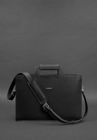 women leather laptop bag elegant dark beige briefcase organized storage close-up