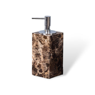 dark brown marble luxury bathroom set soap dispenser accessories top view