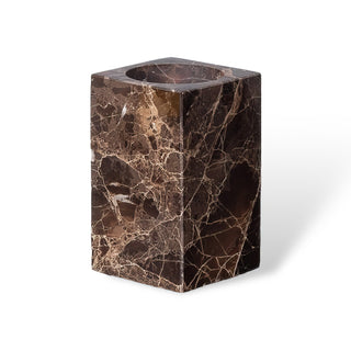 Juego de baño de mármol oscuro – Dispensador de jabón y accesorios de mármol marrón de lujo