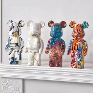 colorful vibrant resin bear animal statue luxury home decor close-up
