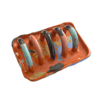 pop art ceramic modern colorful artistic bookend stand side view
