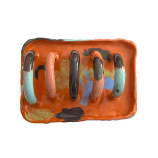 pop art ceramic modern colorful artistic bookend stand front view