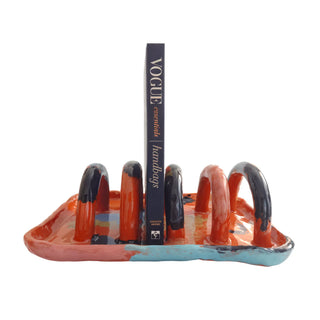 pop art ceramic modern colorful artistic bookend stand set view