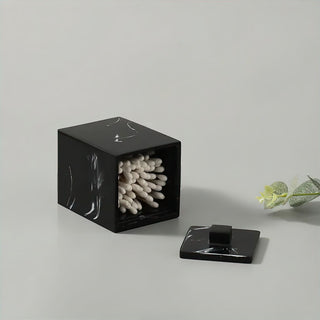 black marble bathroom set white veined luxury modern design close-up detail