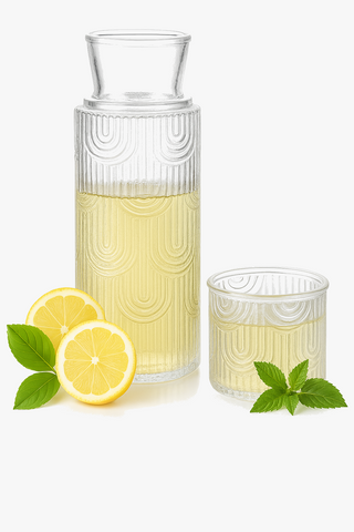 vintage glass carafe & matching tumbler