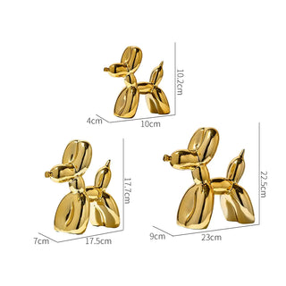 balloon dog sculpture contemporary art porcelain dog statue chromatic coating close-up detail
