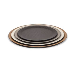 waterproof leather tray pinetti calfskin round serving tray non-slip base set view