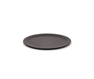 waterproof leather tray pinetti calfskin round serving tray non-slip base front view