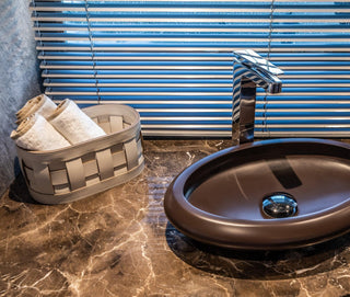 woven regenerated leather washcloth holder water-resistant bathroom detail