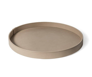 calfskin leather tray pinetti waterproof round serving tray non-slip base front view