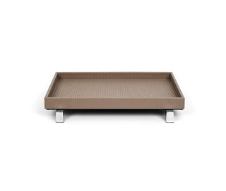 Rialto waterproof leather decorative serving tray metal feet front view