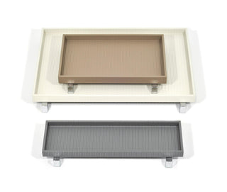 Rialto waterproof leather decorative serving tray metal feet side view