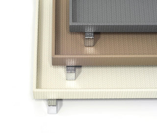 Rialto waterproof leather decorative serving tray metal feet close-up