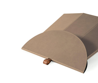 folding coffee table modern side table hexagonal base leather strap detail