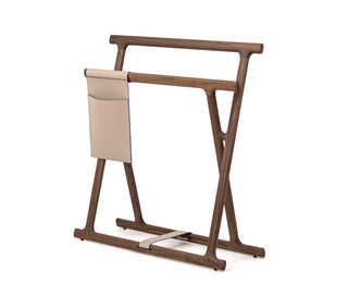 Chelsea walnut wood blanket rack handcrafted storage front view
