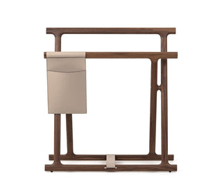Chelsea walnut wood blanket rack handcrafted storage close-up