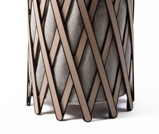 Safari foldable wooden laundry hamper leather cover washable liner close-up