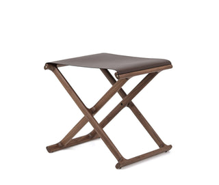 chelsea folding stool modern design handcrafted walnut wood seat front view