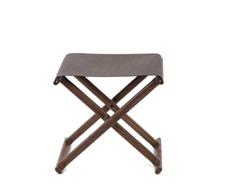 chelsea folding stool modern design handcrafted walnut wood seat close-up
