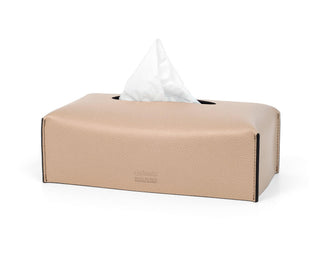 soft rectangular calf leather luxury tissue box holder close-up