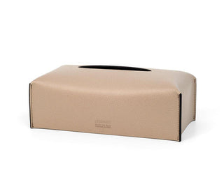 soft rectangular calf leather luxury tissue box holder front view
